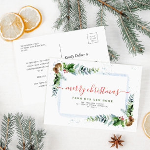 Einfache Skript-Weihnachtsgrüße Umzugsankündigung Feiertagspostkarte