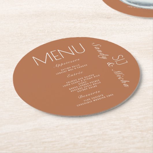 Einfache Skriptabend-Menü Terracotta auf dem Monte Runder Pappuntersetzer (Angewinkelt)