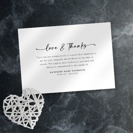 Einfache Skriptbeerdigung Dankeskarte