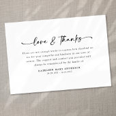 Einfache Skriptbeerdigung Dankeskarte