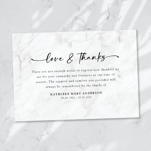 Einfache Skriptbeerdigung Dankeskarte