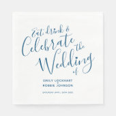 Einfache Skriptblau auf weißen Servietten (Vorderseite)