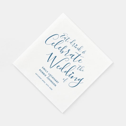 Einfache Skriptblau auf weißen Servietten (Ecke)