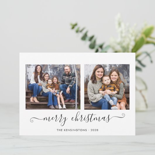 Einfache Skripte Frohe Weihnachten Foto Urlaub (Stehend Vorderseite)