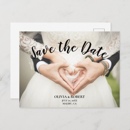 Einfache Skripte - Herz Save the Date Postkarte (Vorne/Hinten)