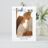 Einfache Skripte mit Herz und Foto | Hochzeit Dankeskarte (Stehend Vorderseite)