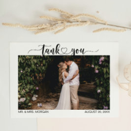 Einfache Skripte mit Herz und Foto | Hochzeit Dankeskarte