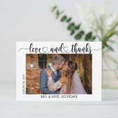 Einfache Skripte mit Herz und Foto | Hochzeit Dankeskarte (Stehend Vorderseite)