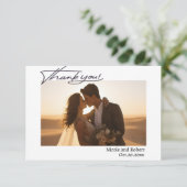 Einfache Skripte mit Hochzeitsskript-Foto Dankesch Dankeskarte (Stehend Vorderseite)