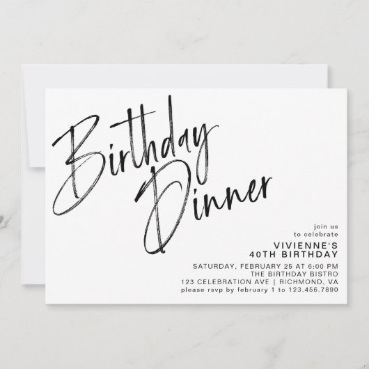 Einfache Skripte Modernes Schwarzes & Weiß Geburts Einladung (Vorderseite)