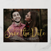 Einfache Skripte Save the Date eines Fotos Folie Einladungspostkarte (Vorderseite)