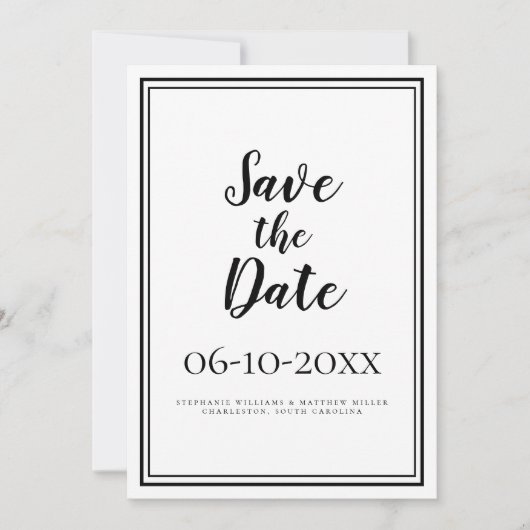 Einfache Skripte Save the Date Hochzeit Schwarz &  (Vorderseite)