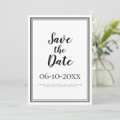 Einfache Skripte Save the Date Hochzeit Schwarz &  (Stehend Vorderseite)
