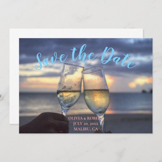 Einfache Skripte - Strand Save the Date Einladung (Vorne/Hinten)