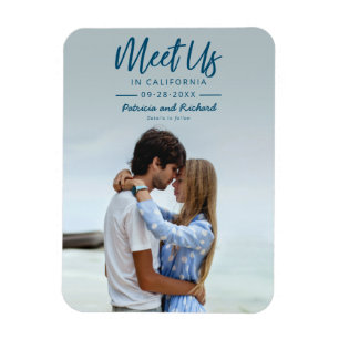 Einfache Skripte treffen uns in Save the Date Foto Magnet