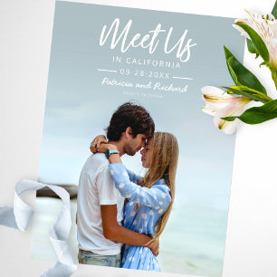 Einfache Skripte treffen uns in Save the Date Foto Postkarte
