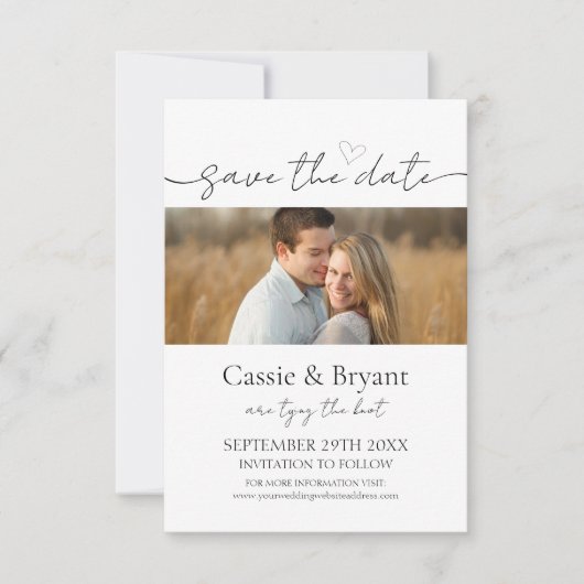 Einfache Skripteinladung Save the Date Monogram (Vorderseite)