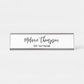 Einfache Skripterkennung in Schwarz und Weiß Schreibtischnamensplakette (Vorderseite )