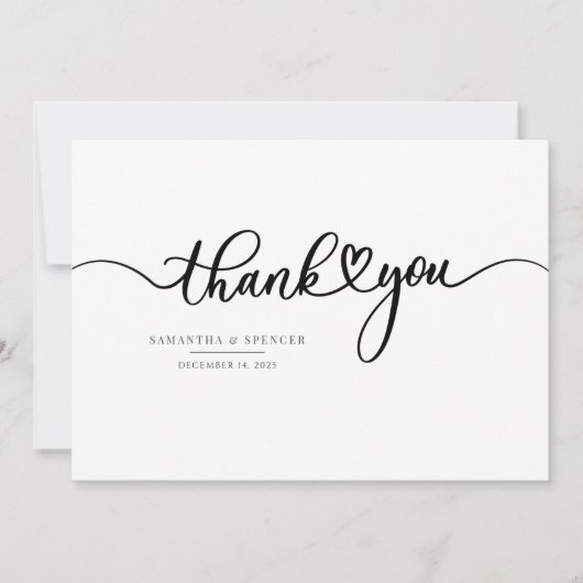 Einfache Skripterstellung Moderne Hochzeit handsch Dankeskarte (Vorderseite)