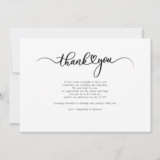 Einfache Skripterstellung Moderne Hochzeit handsch Dankeskarte (Rückseite)