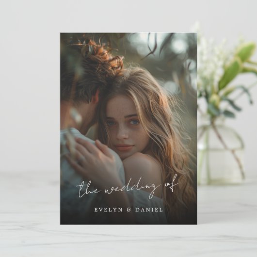 Einfache Skripterstellung Modernes Hochzeitsstift Einladung (Stehend Vorderseite)