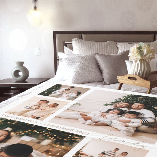 Einfache Skriptfamilie Foto Collage Urlaub Fleecedecke