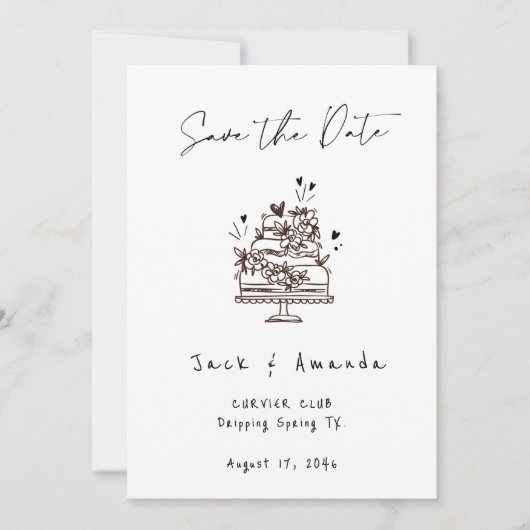Einfache Skripthand zeichnend Hochzeit speichern S Save The Date (Vorderseite)