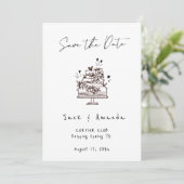 Einfache Skripthand zeichnend Hochzeit speichern S Save The Date (Stehend Vorderseite)