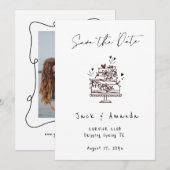 Einfache Skripthand zeichnend Hochzeit speichern S Save The Date (Vorne/Hinten)