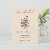 Einfache Skripthand zeichnend Hochzeit speichern S Save The Date (Stehend Vorderseite)