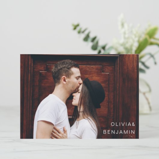 Einfache Skripthandschrift Horizontales Foto Hochz Einladung (Stehend Vorderseite)