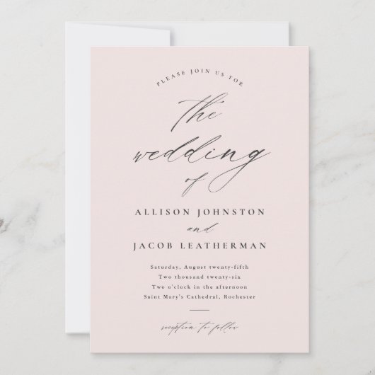 Einfache Skripthochzeit Einladung (Vorderseite)