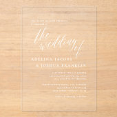 Einfache Skriptkalligrafie Elegante Hochzeit Acryleinladungen (Vorderseite)
