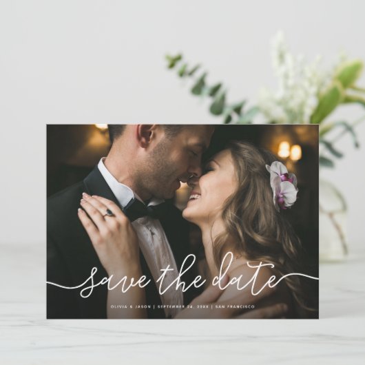 Einfache Skriptmarbildung zurück| Foto Einladung (Stehend Vorderseite)