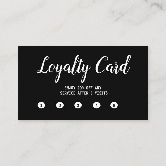 einfache Skriptminimale Black Flat Loyalty Card Treuekarte (Vorderseite)