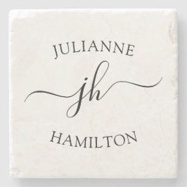 Einfache Skriptmonogramm Steinuntersetzer