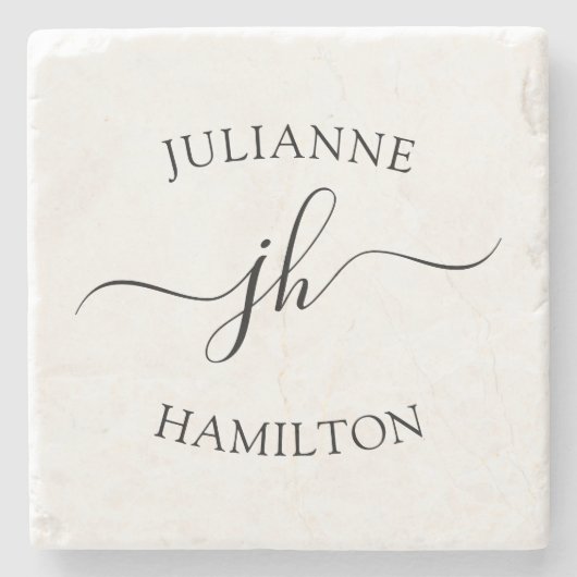 Einfache Skriptmonogramm Steinuntersetzer (Vorderseite)