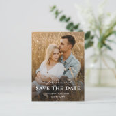 Einfache Skriptnamen Foto Hochzeit Ankündigungspostkarte (Stehend Vorderseite)