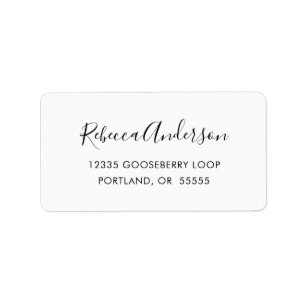 Einfache SkriptRücksendeadresse Schwarz und Weiß Adressaufkleber