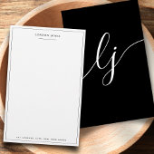 Einfache SkriptSchwarz-weiße Personalisierte Stati Briefpapier