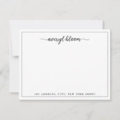 Einfache SkriptSchwarz-weiße Personalisierte Stati Mitteilungskarte (Vorderseite)