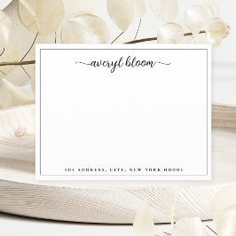 Einfache SkriptSchwarz-weiße Personalisierte Stati Mitteilungskarte