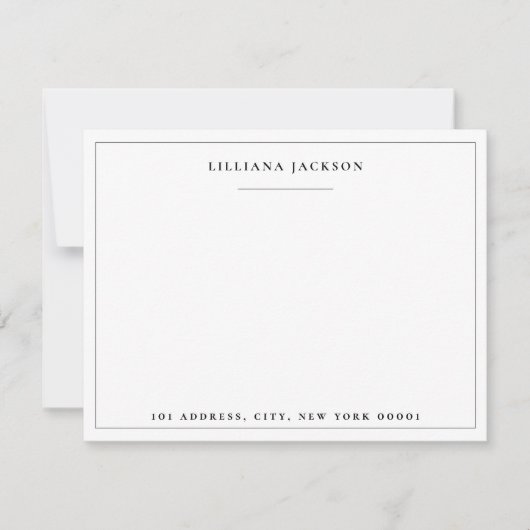 Einfache SkriptSchwarz-weiße Personalisierte Stati Mitteilungskarte (Vorderseite)