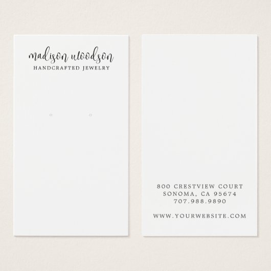 Einfache Skriptsignatur-Ohrring-Display-Karte (Vorne & Hinten)