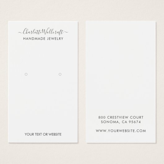 Einfache Skriptsignatur-Ohrring-Display-Karte (Vorne & Hinten)