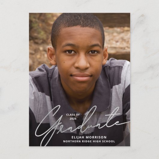 Einfache SkriptSilver Overlay-Foto-Abschluss Postkarte (Vorderseite)