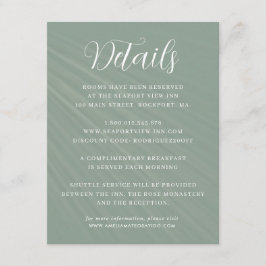 Einfache Skriptsprache Grüne Hochzeitdetails Begleitkarte