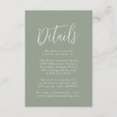 Einfache Skriptsprache Grüne Hochzeitdetails Begleitkarte (Vorderseite)