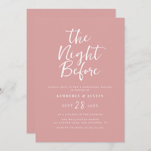 einfache Skriptstaub-Rose Einladung (Vorne/Hinten)