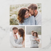 Einfache SkriptTypografie 4 Foto Save the Date Folieneinladung (Rückseite)